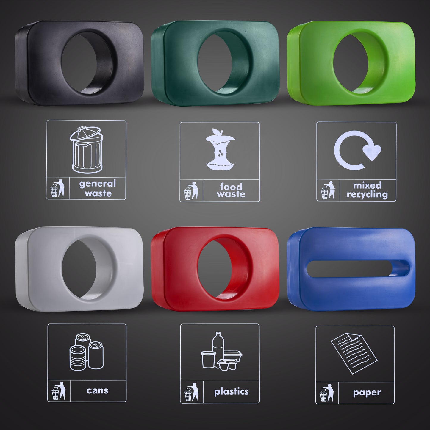 BinLogic UK: 100L Outdoor Plastic Recycling Bin with Colour-Coded Inserts